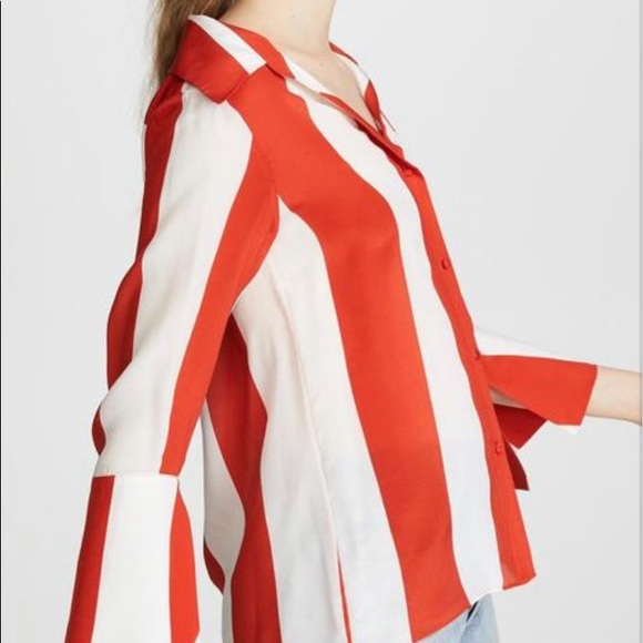 Alice & Olivia silk red and white striped top - Picture 6 of 9
